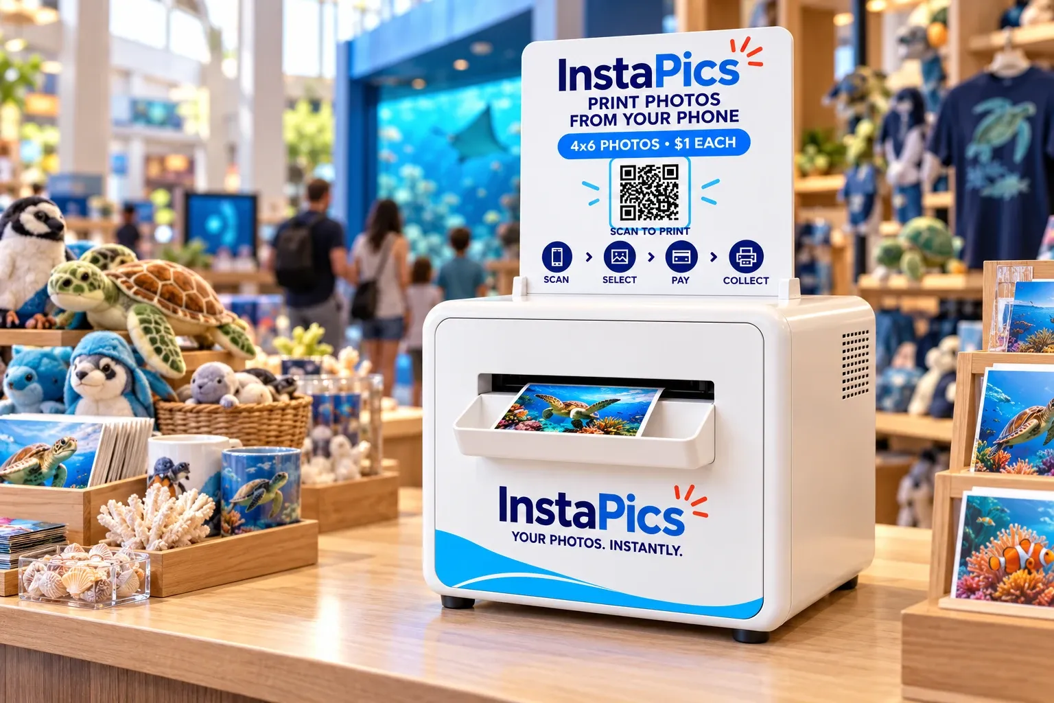 InstaPics kiosk in a gift shop